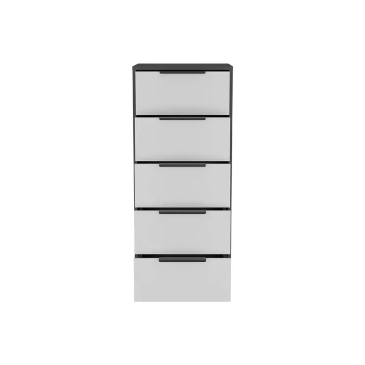 18" White and Gray Five Drawer Standard Chest