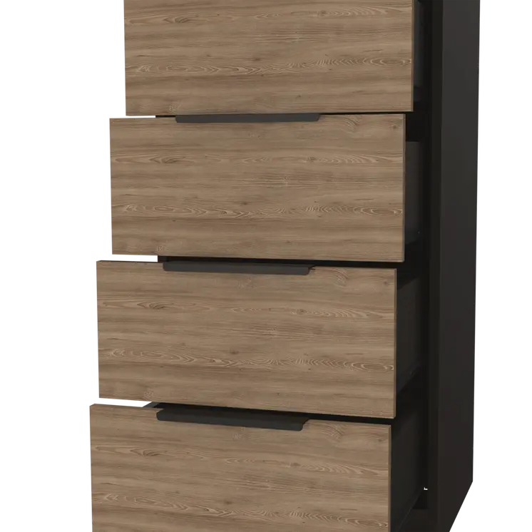 18" Brown and Black Five Drawer Standard Chest