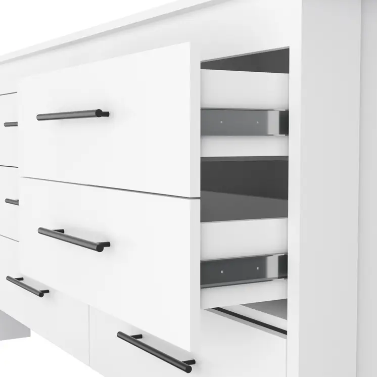 59" White Six Drawer Double Dresser