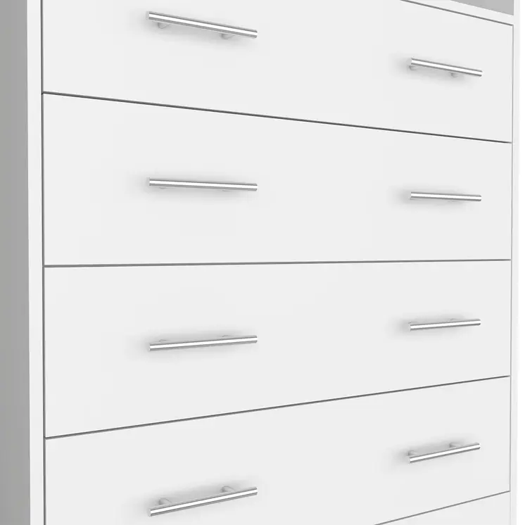 33" White Four Drawer Standard Chest With Open Shelf