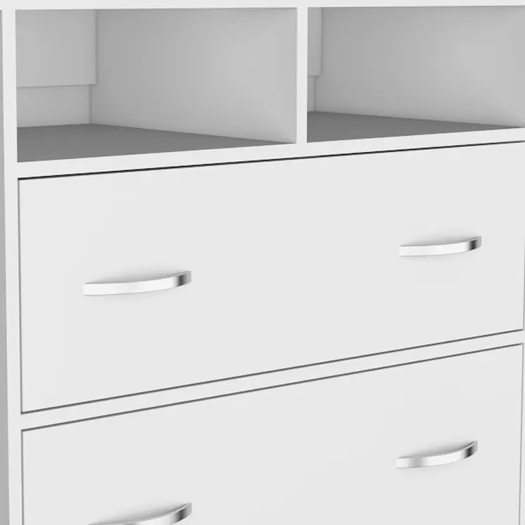 32" White Two Drawer Dresser With Open Shelving