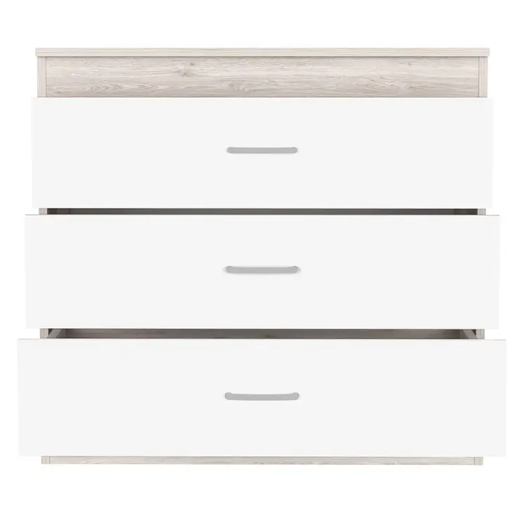 32" White and Gray Three Drawer Dresser