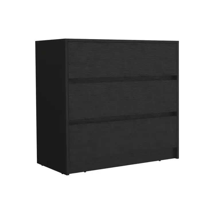 34" Black Three Drawer Dresser