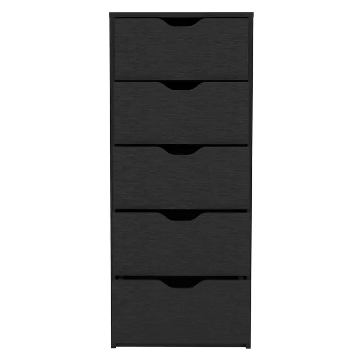 18" Black Five Drawer Standard Chest