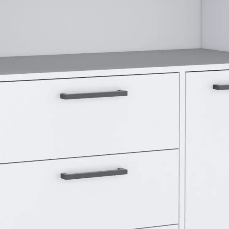 36" White Three Drawer Combo Dresser With Open Shelf