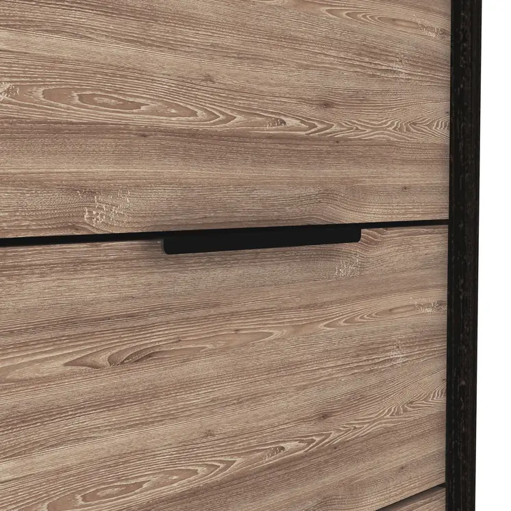 42" Brown and Black Six Drawer Double Dresser