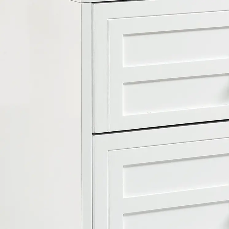 24" White and Clear Wood and Acrylic End Table With Two Drawers