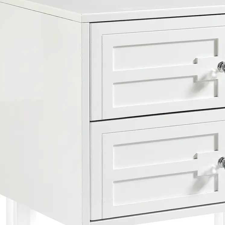 24" White and Clear Wood and Acrylic End Table With Two Drawers