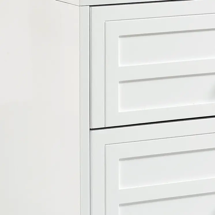 24" White and Clear Wood and Acrylic End Table With Two Drawers