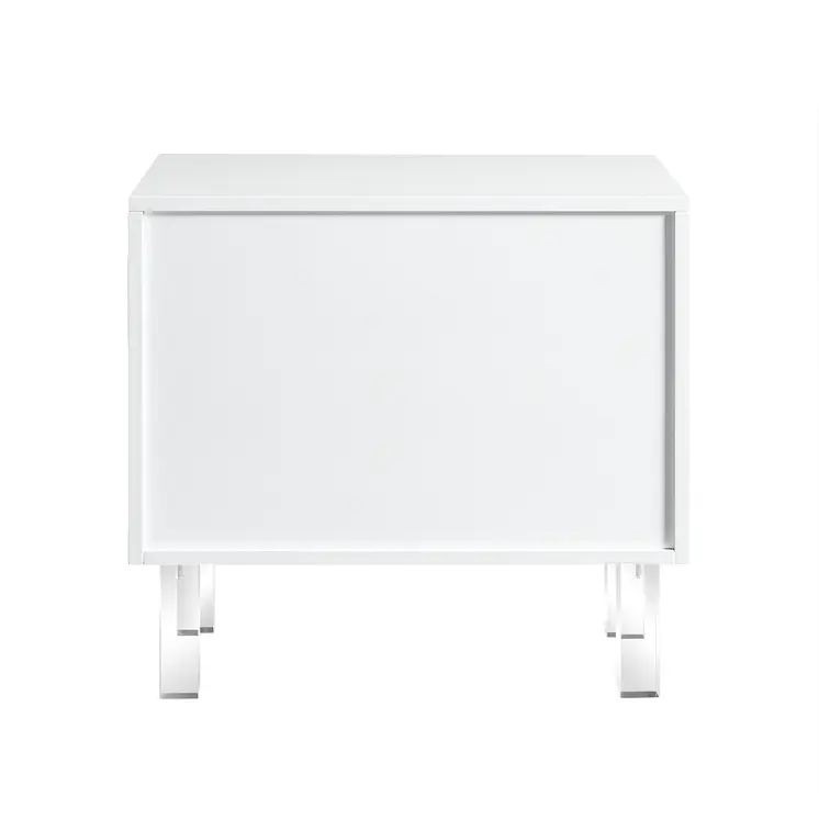24" White and Clear Wood and Acrylic End Table With Two Drawers