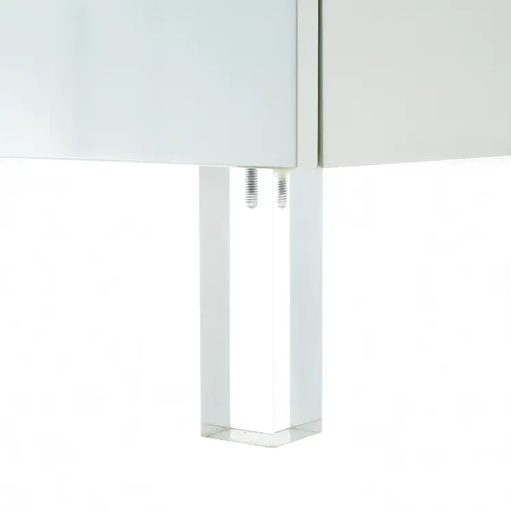 24" White and Clear Wood and Acrylic End Table With Two Drawers