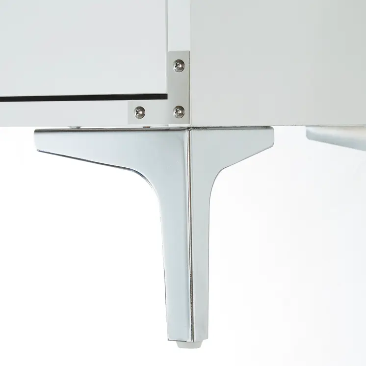 24" White and Silver Wood and Metal End Table With Drawer And Shelf