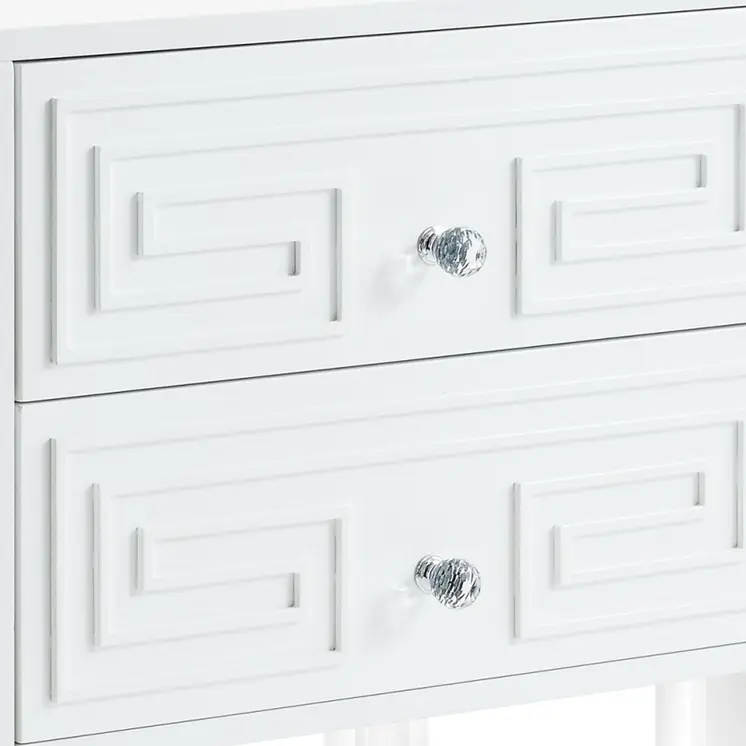24" White And Clear Wood And Acrylic End Table With Two Drawers