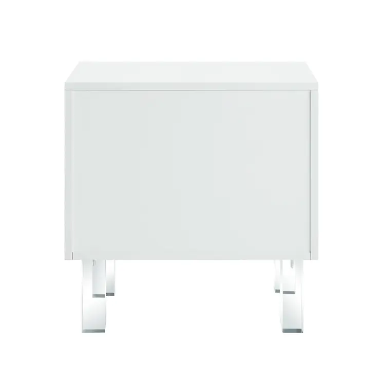 24" White And Clear Wood And Acrylic End Table With Two Drawers