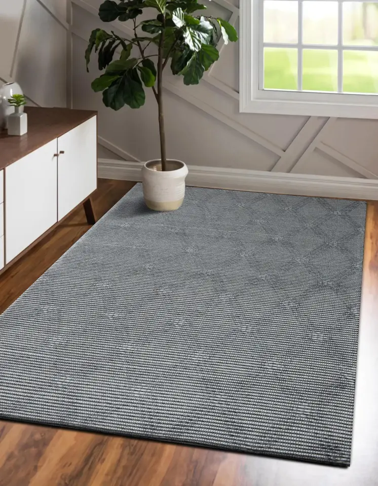 9' X 12' Gray Wool Geometric Hand Woven Area Rug
