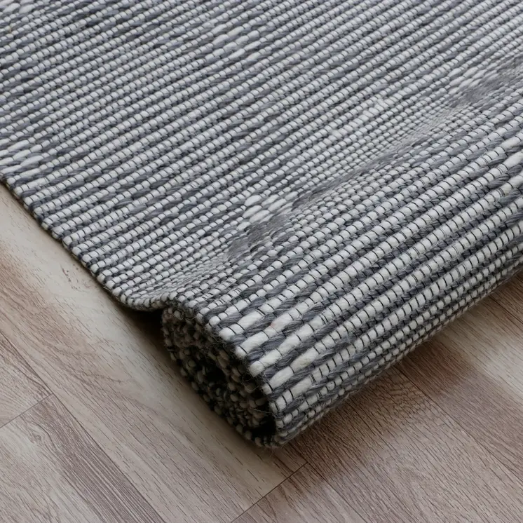 9' X 12' Gray Wool Geometric Hand Woven Area Rug