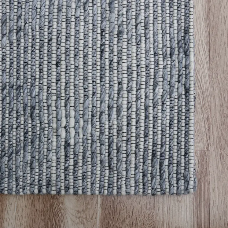 5' X 8' Blue and Ivory Geometric Hand Woven Non Skid Area Rug