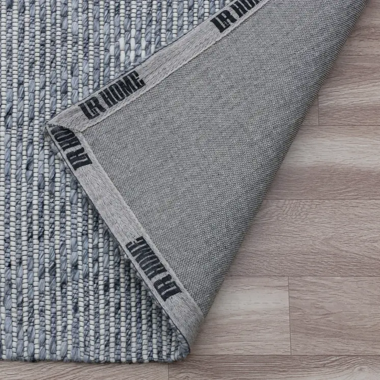 8' X 10' Blue and Ivory Geometric Hand Woven Non Skid Area Rug