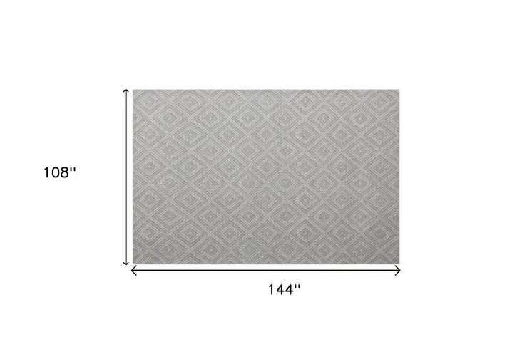 9' X 12' Ivory Wool Geometric Hand Woven Area Rug