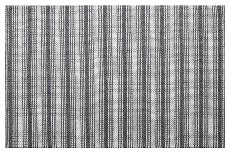 8' X 10' Gray and Ivory Striped Hand Woven Non Skid Area Rug