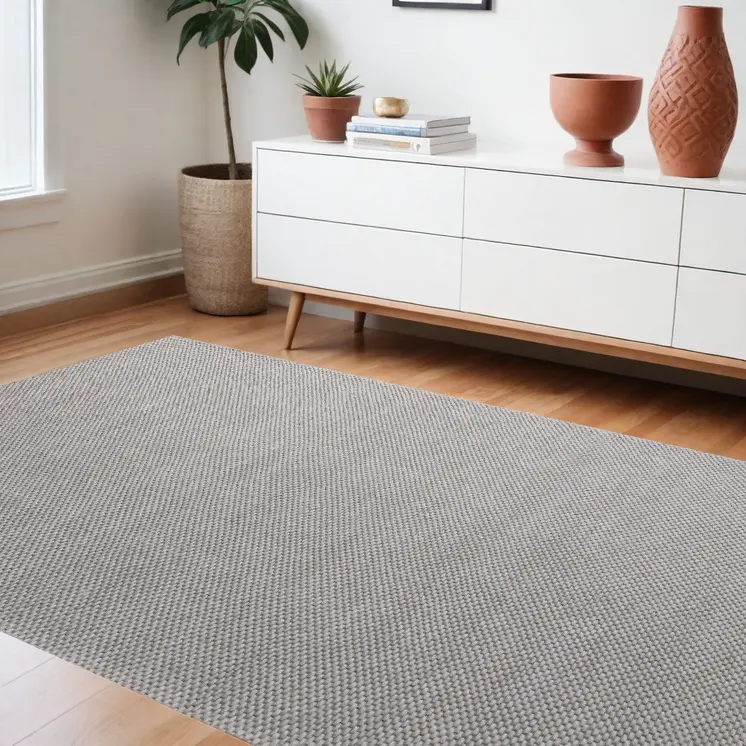 8' X 10' Beige Hand Woven Non Skid Area Rug