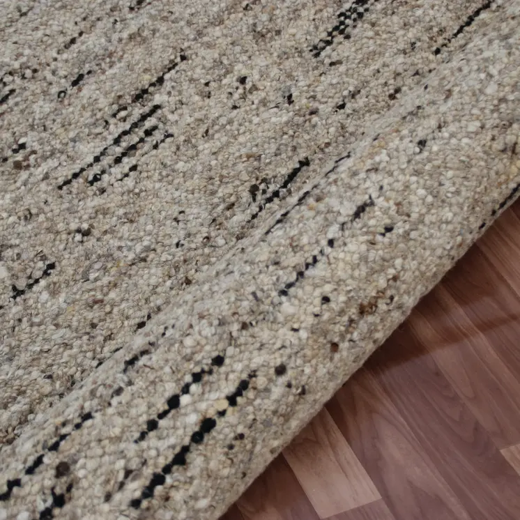 9' X 12' Beige and Black Abstract Hand Woven Area Rug
