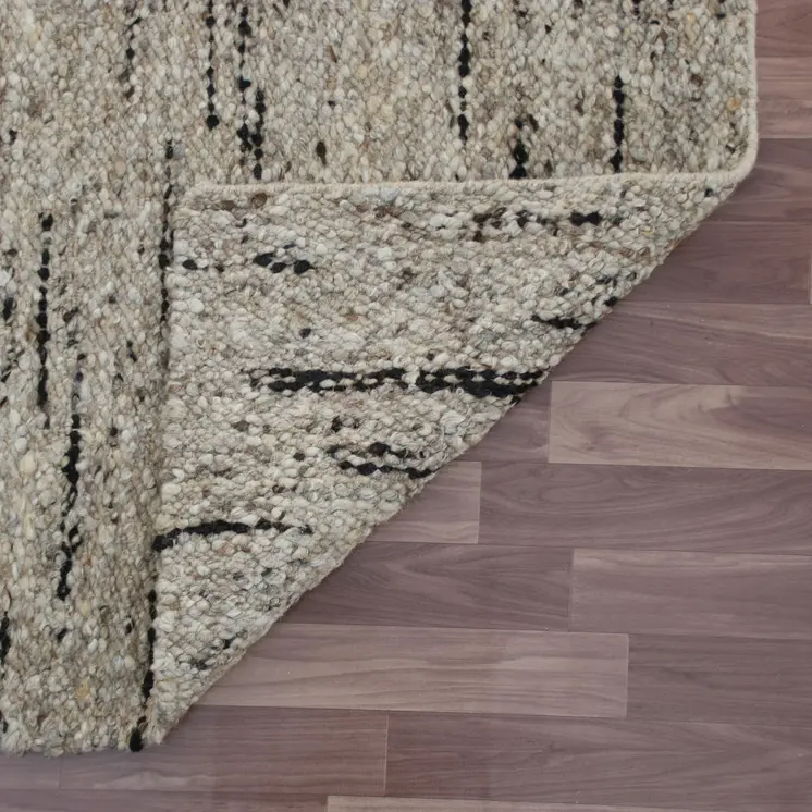 9' X 12' Beige and Black Abstract Hand Woven Area Rug