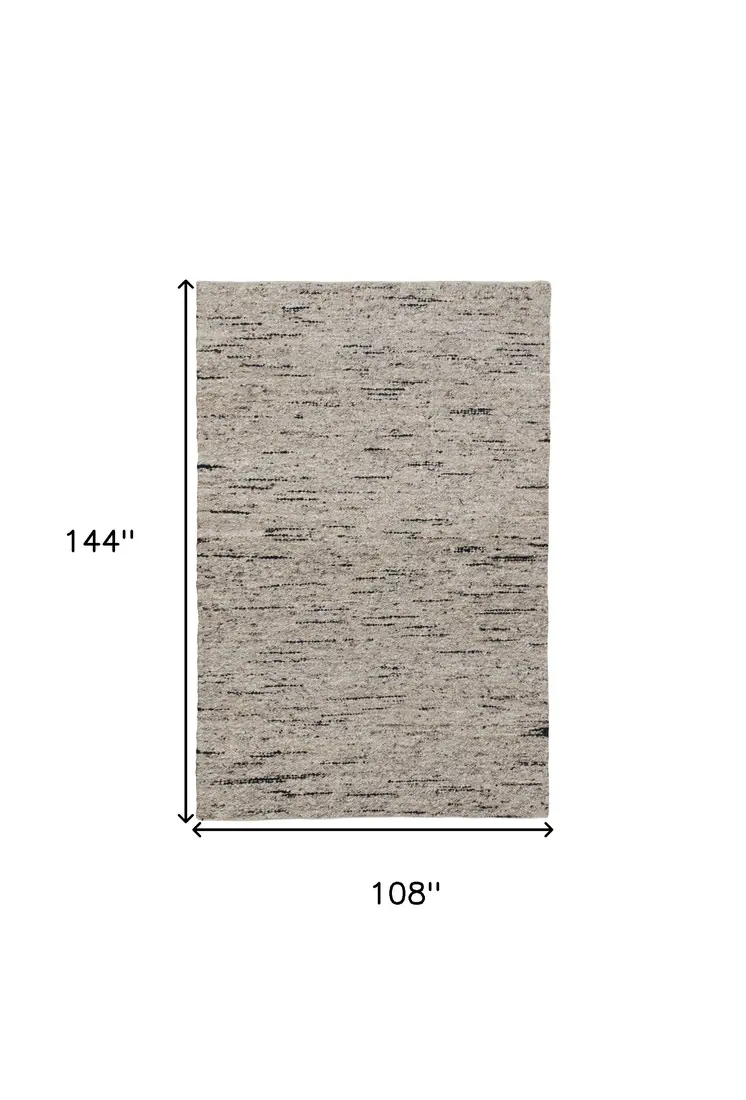 9' X 12' Beige and Black Abstract Hand Woven Area Rug