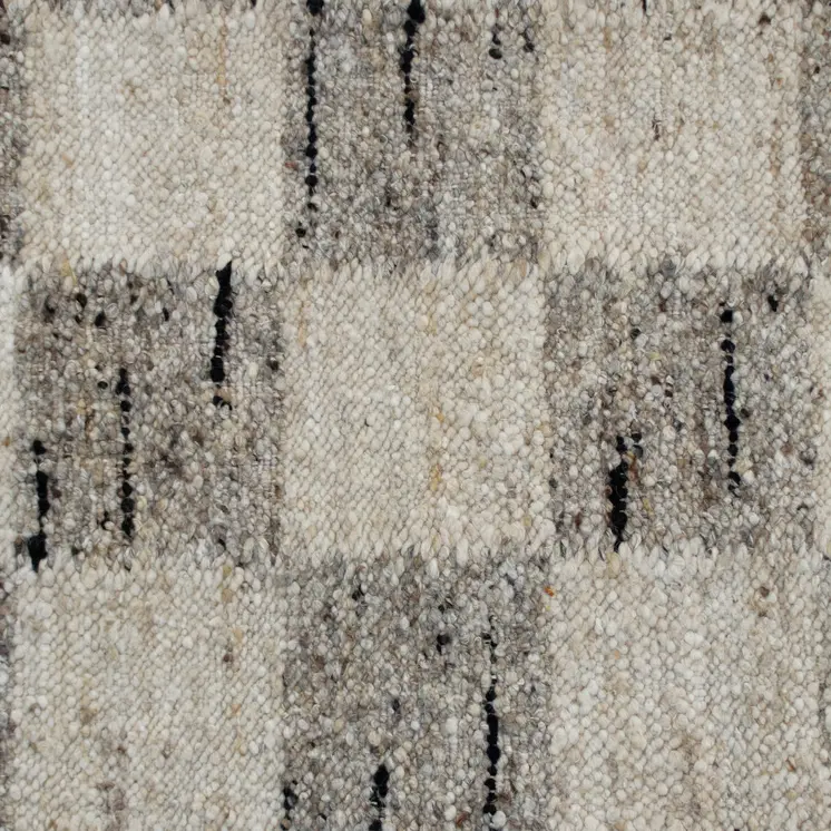 9' X 12' Beige Wool Checkered Hand Woven Area Rug