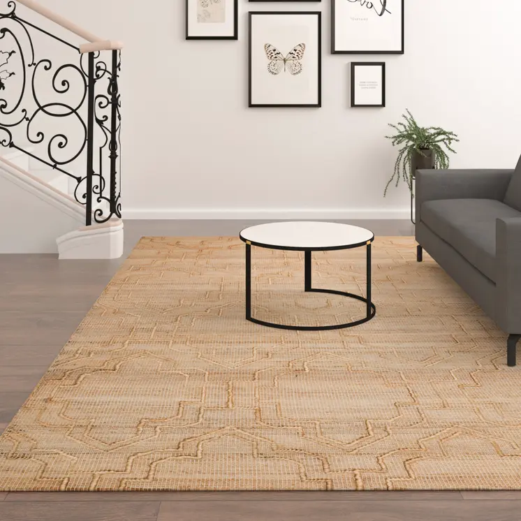 9' X 12' Brown and Ivory Trellis Hand Woven Non Skid Area Rug