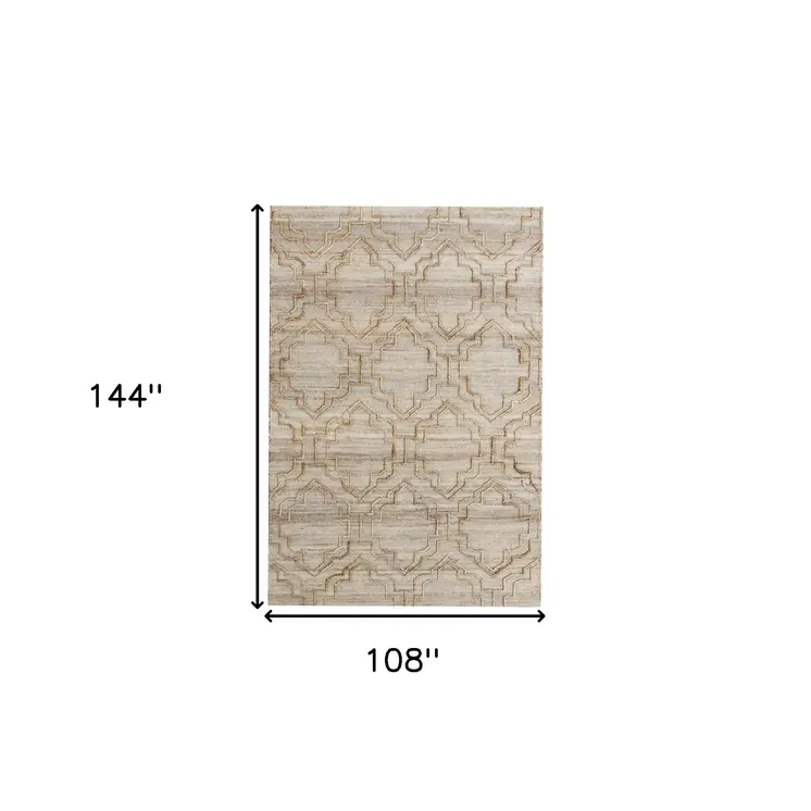9' X 12' Brown and Ivory Trellis Hand Woven Non Skid Area Rug