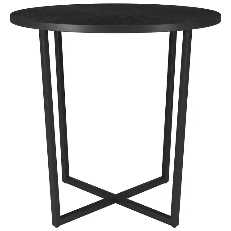 20" Black Wood And Steel Round End Table