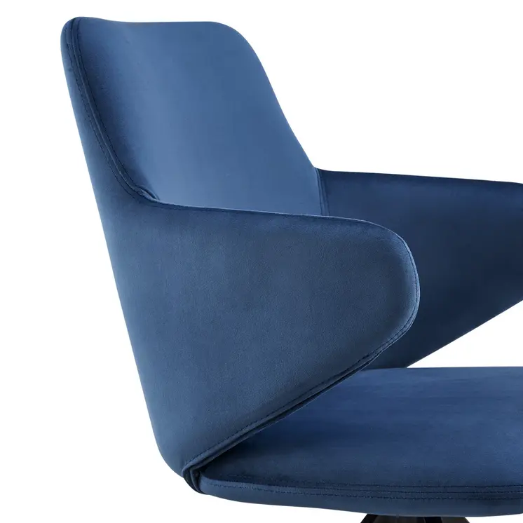 Blue And Black Upholstered Velvet Dining Arm Chair