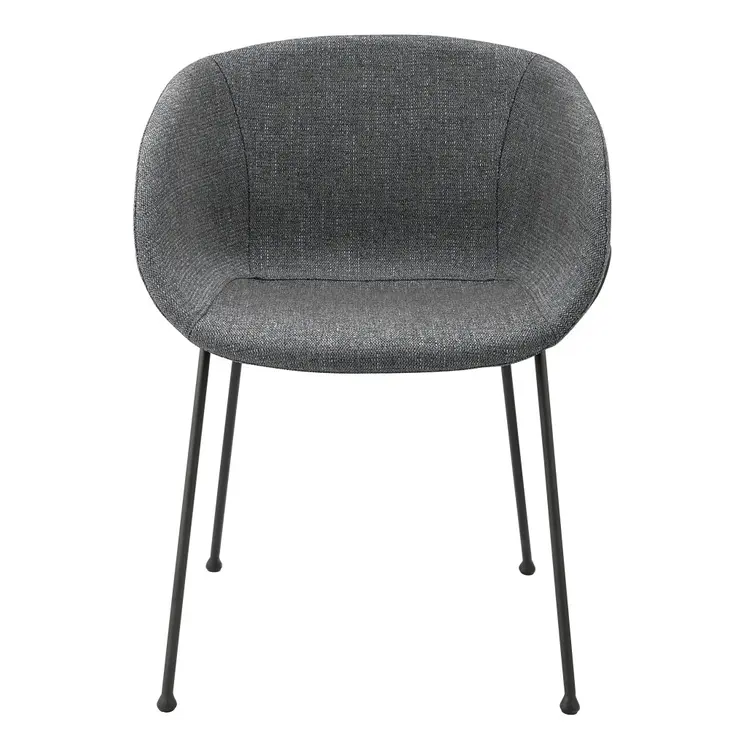 Set of Two Gray and Black Upholstered Fabric Dining Arm Chairs