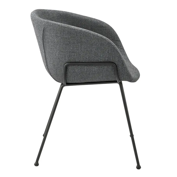 Set of Two Gray and Black Upholstered Fabric Dining Arm Chairs
