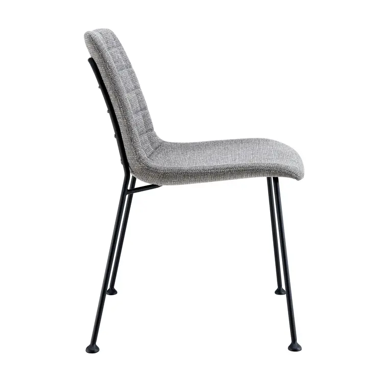 Set of Two Gray And Black Upholstered Fabric Dining Side Chairs
