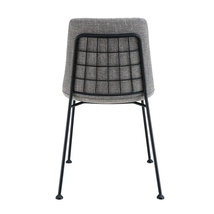 Set of Two Gray And Black Upholstered Fabric Dining Side Chairs