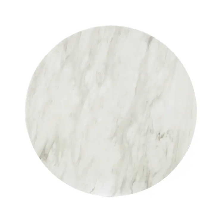 35" White And Gold Genuine Marble And Stainless Steel Round Coffee Table
