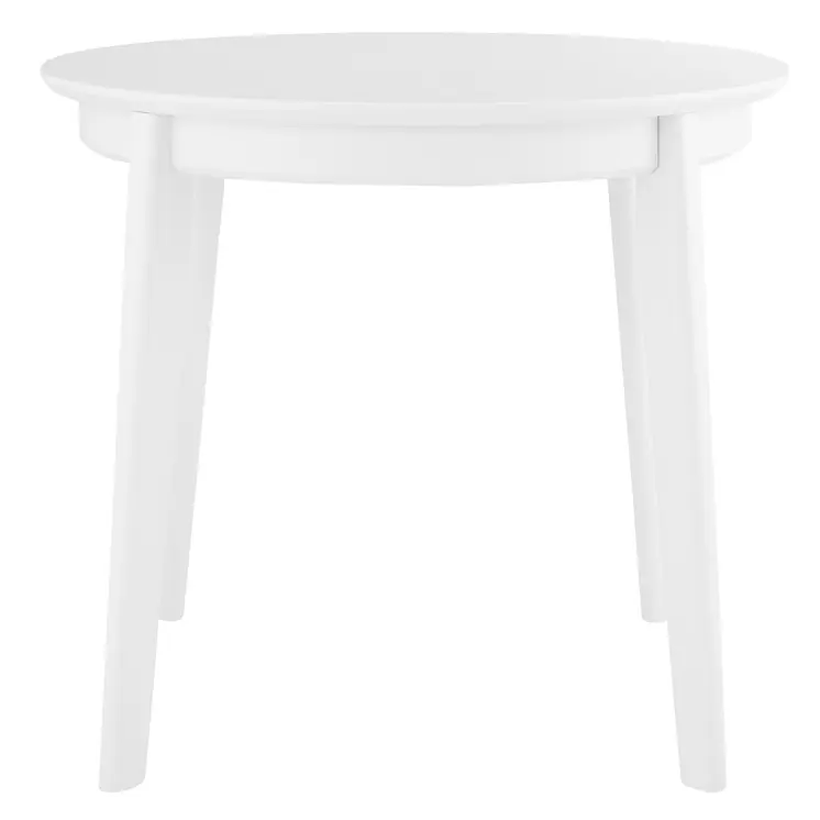 36" White Wood Round Top Dining Table