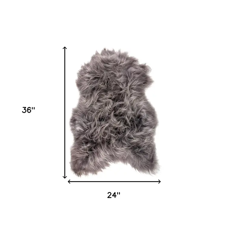2' X 3' Gray Sheepskin Handmade Non Skid Area Rug