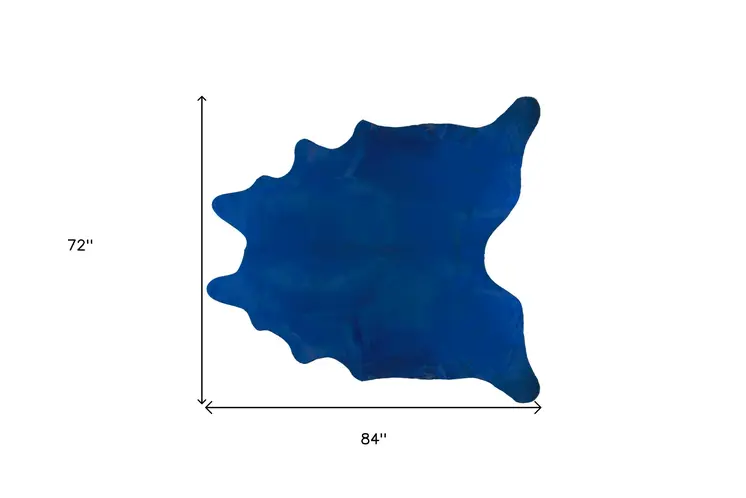 6' X 7' Cobalt Cowhide Hand Knotted Area Rug
