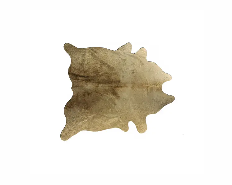 5' X 7' Gold Cowhide Hand Knotted Area Rug