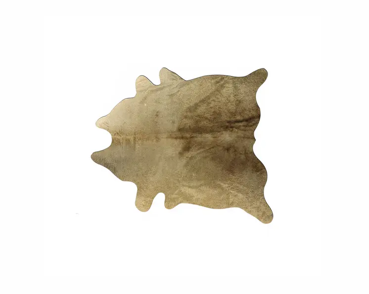 5' X 7' Gold Cowhide Hand Knotted Area Rug