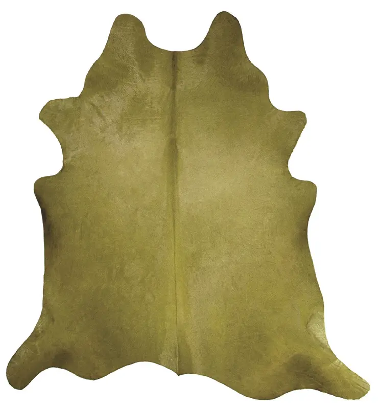 6' X 7' Lime Green Cowhide Hand Knotted Area Rug