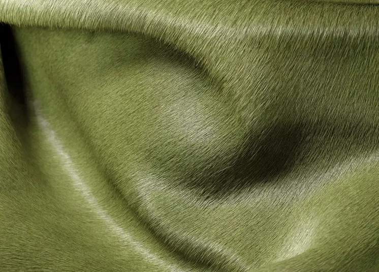 6' X 7' Lime Green Cowhide Hand Knotted Area Rug