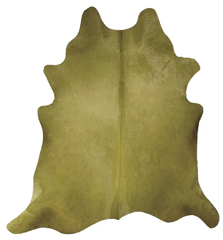 6' X 7' Lime Green Cowhide Hand Knotted Area Rug