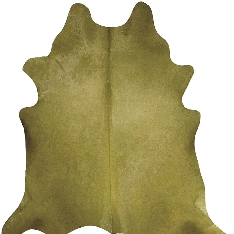 6' X 7' Lime Green Cowhide Hand Knotted Area Rug