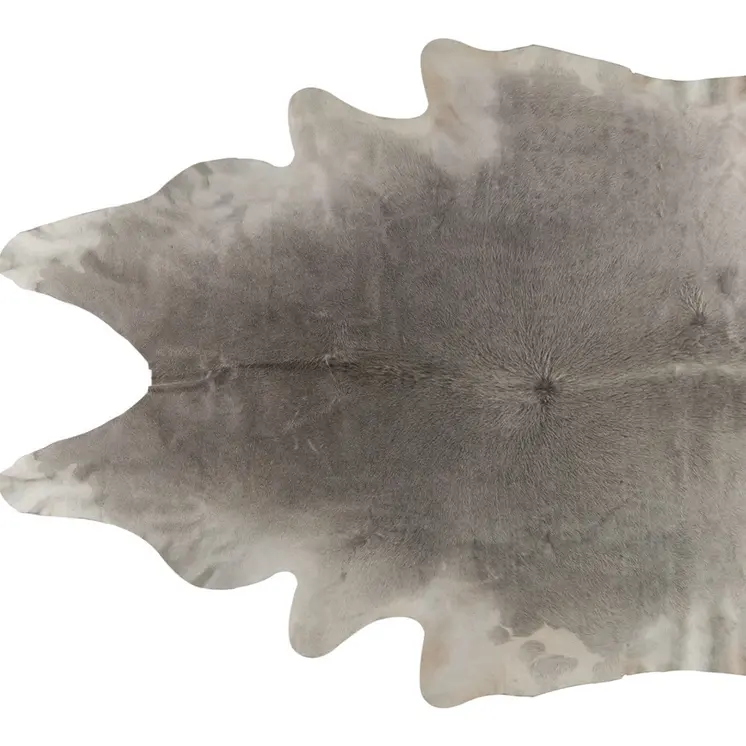 6' X 7' White and Gray Cowhide Hand Knotted Area Rug
