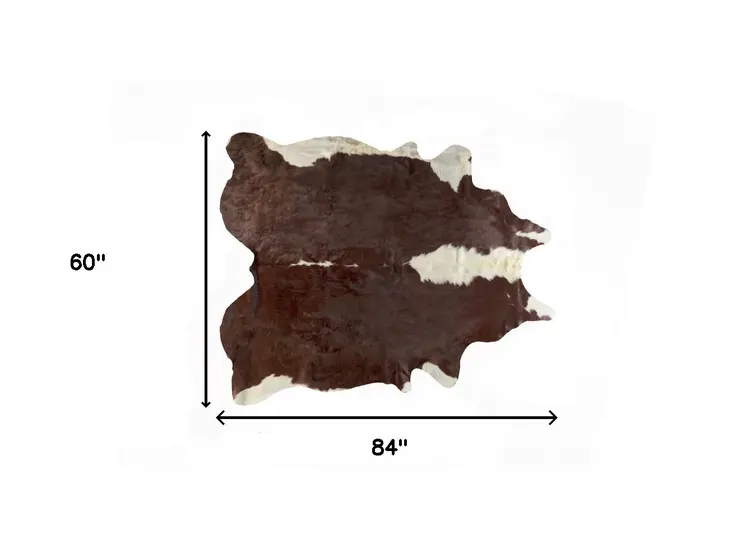 5' X 7' Brown and White Cowhide Handmade Area Rug