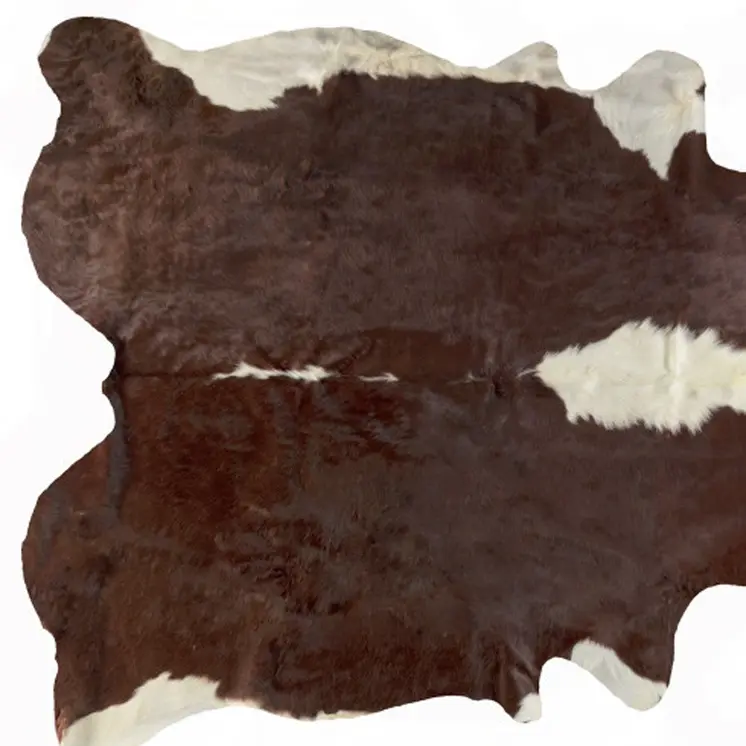 5' X 7' Brown and White Cowhide Handmade Area Rug